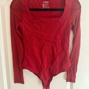 Holiday Red Mesh Long Sleeve Bodysuit